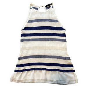 White House Black Market blue/white sleeveless sweater sz S